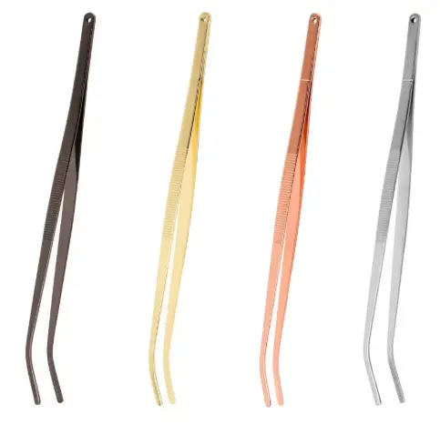 Pinzas de cocina y Bar de acero inoxidable, pinzas para alimentos, pinzas médicas de cocina, color plateado/cobre/dorado/negro, 30cm